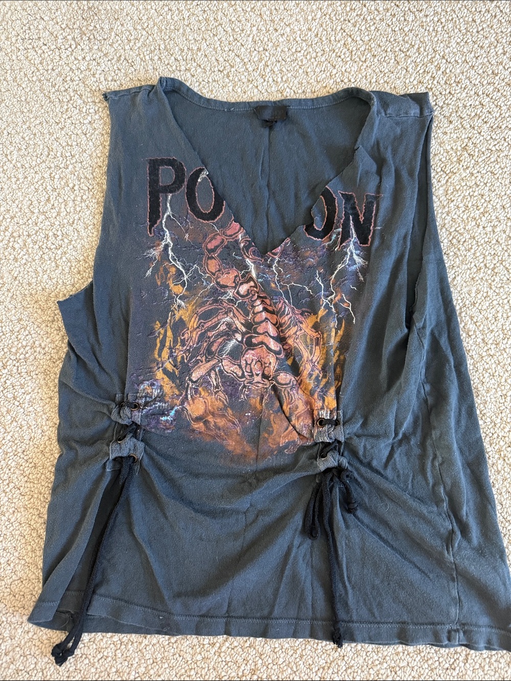 Pretty Poison Graphic Black Tee with Front Tie Detail